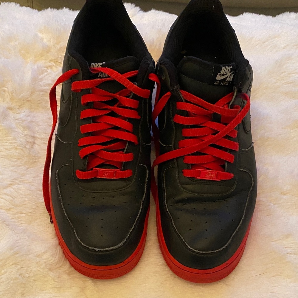 Nike Air Force 1 Black with Red Accents Men's Sneakers